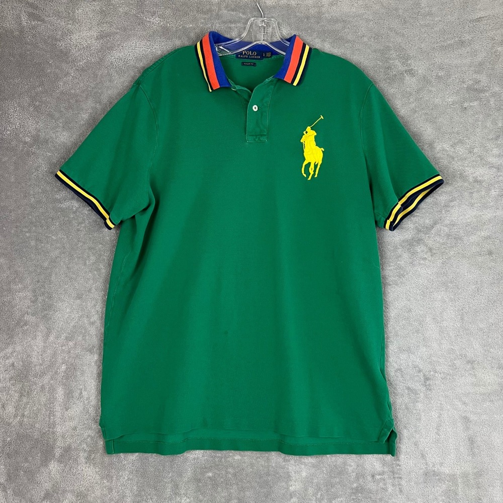 Polo Ralph Lauren Big Pony Polo Shirt Mens L Contrast Collar Preppy Classic